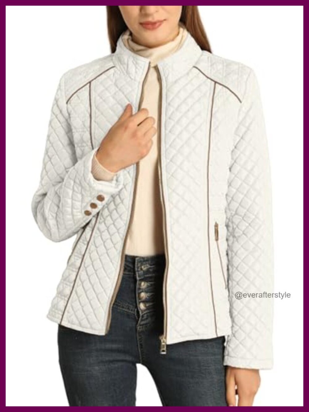 Fleece-Lined Diamond Quilted Puffer Jacket Lightweight Packable Coat